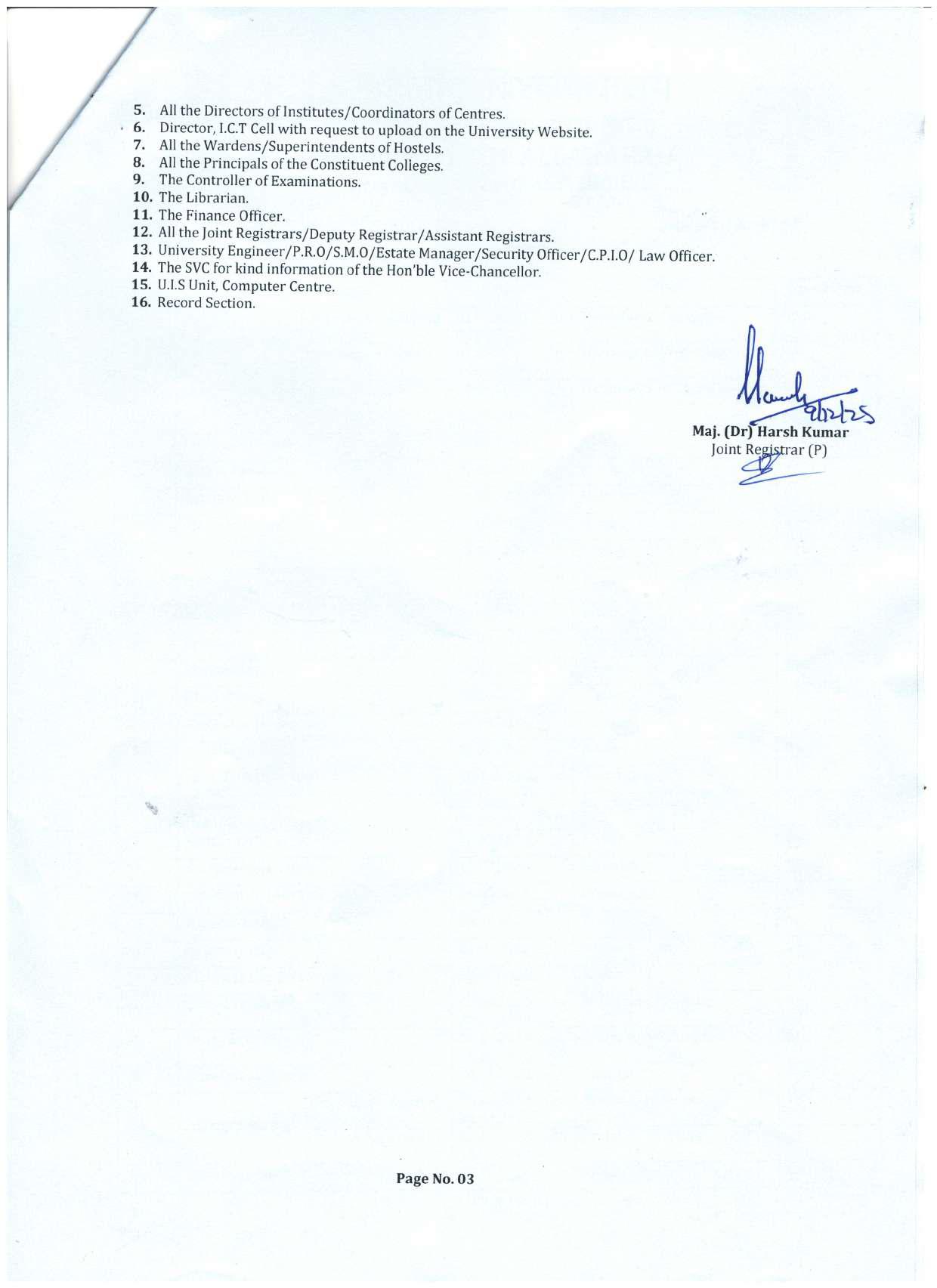 JTGDC - List of Holidays